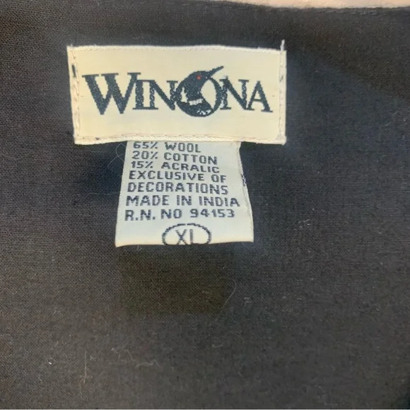 VTG Winona Wool Blend Appliqué Holly Branch western Vest - Picture 11 of 12